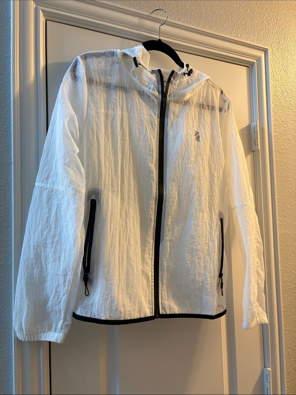 Lightweight White Windbreaker Jacket with Hood